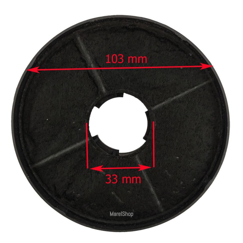 Filtri in Carbone 2 Pezzi per Cappa Silverline CF130 Diametro Esterno 103 mm Interno 33 mm CF130