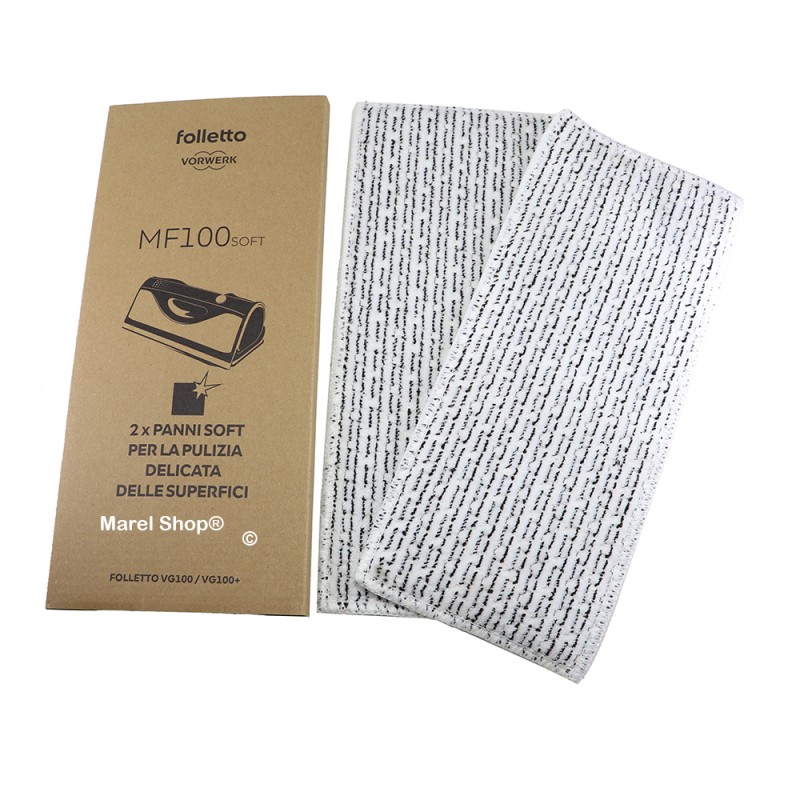 Confezione Due Panni MF100 Soft per Lavavetri Folletto VG100 per Pulizia Superfici 01180